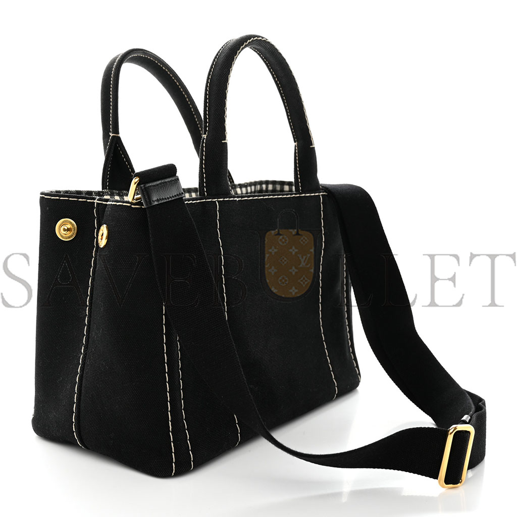 PRADA CANAPA SMALL LOGO TOTE BLACK TALCO (27*20*15cm)