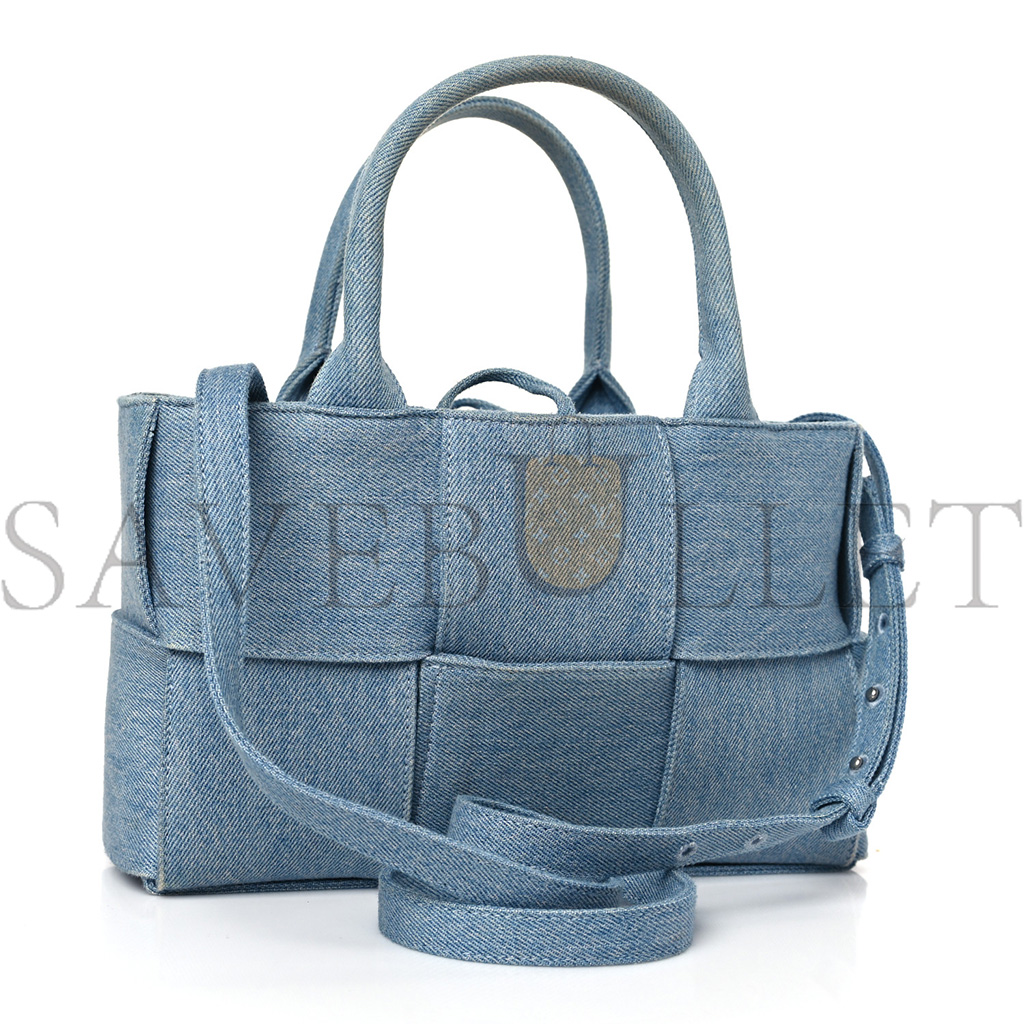 BOTTEGA VENETA DENIM MAXI INTRECCIATO MINI ARCO TOTE BLUE (27*17*11cm)