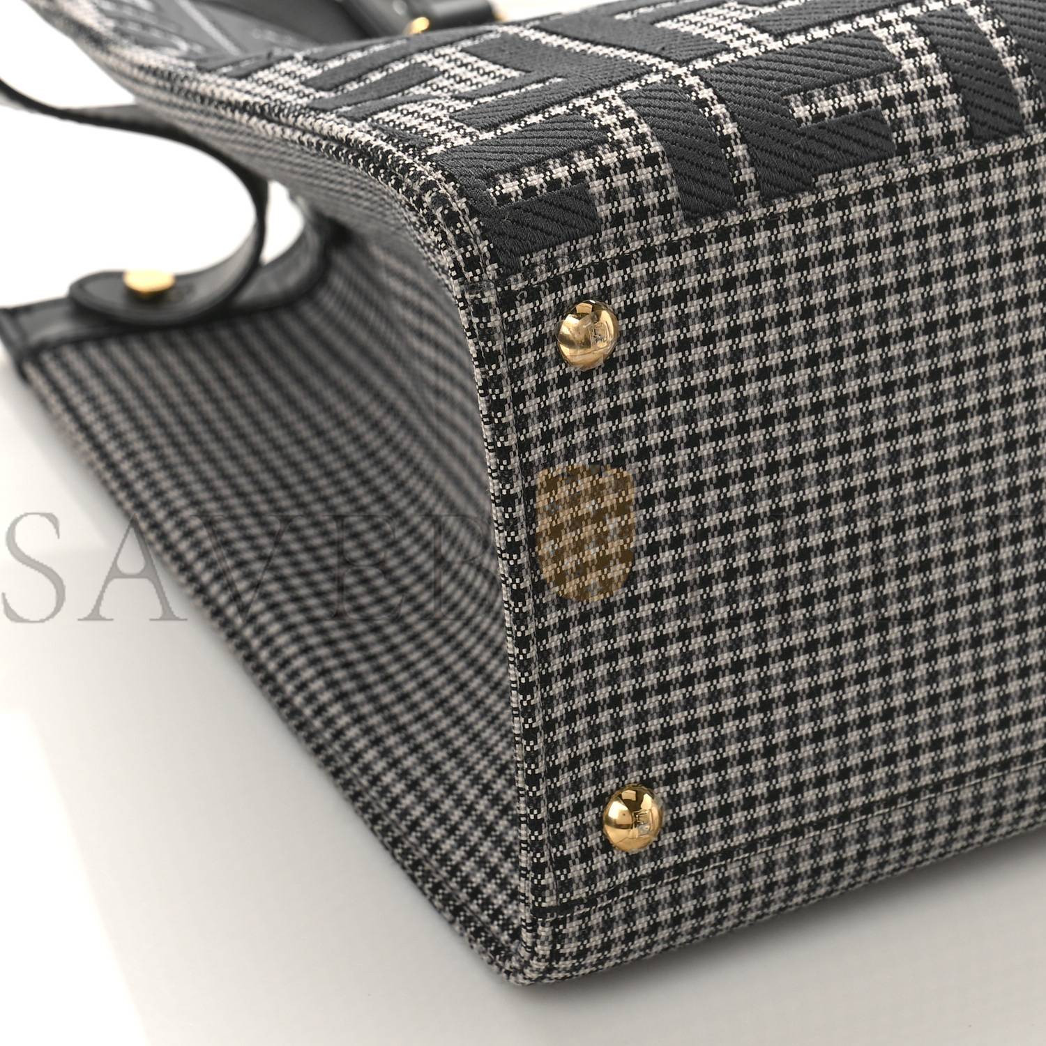 FENDI WOOL VITELLO KING HOUNDSTOOTH FF EMBROIDERED MEDIUM PEEKABOO X-TOTE GRIGIO ANTHRACITE (41*29*16cm)