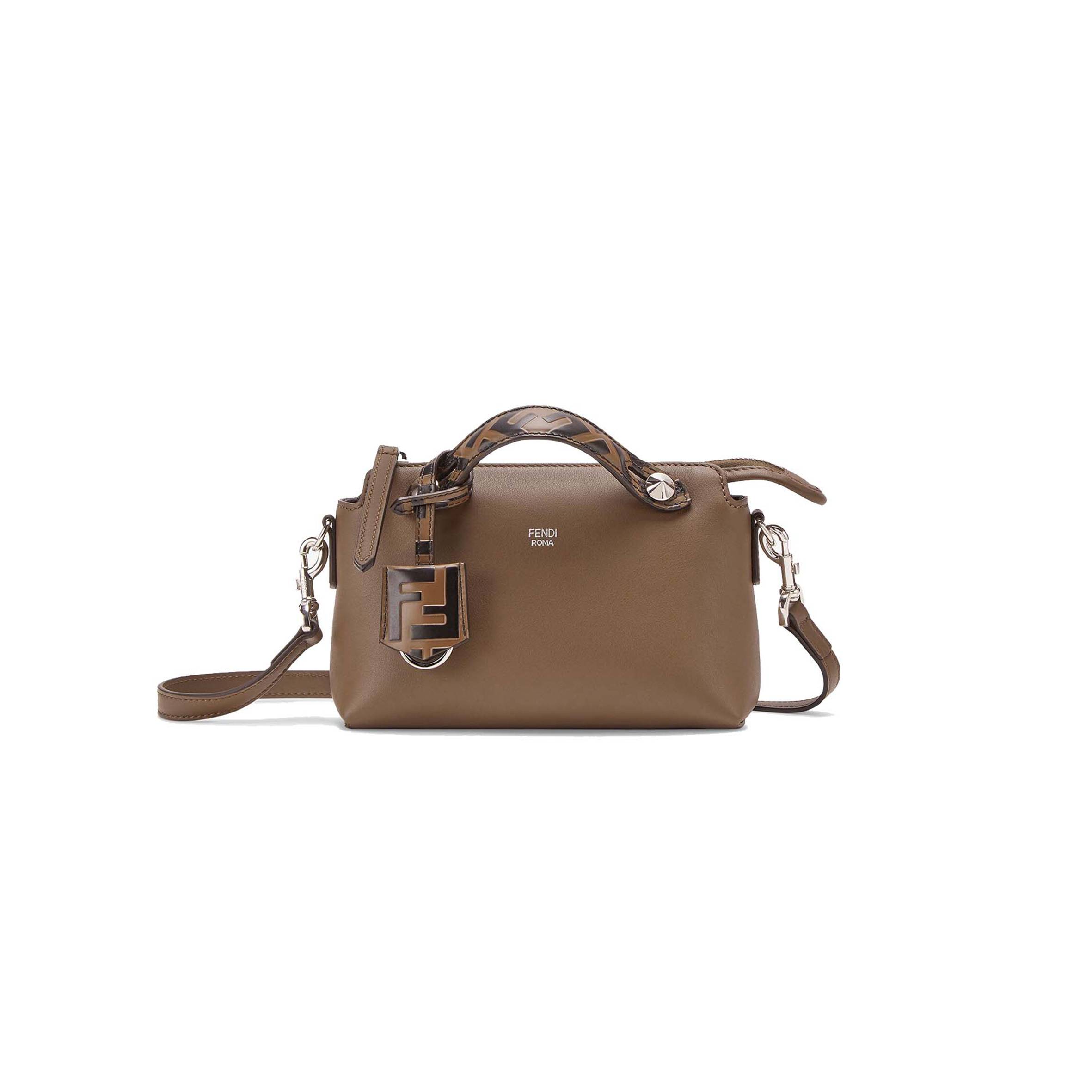 FENDI BY THE WAY MINI - SMALL BROWN LEATHER BOSTON BAG 8BL145A6COF0H3C (21*12.5*9.5cm)