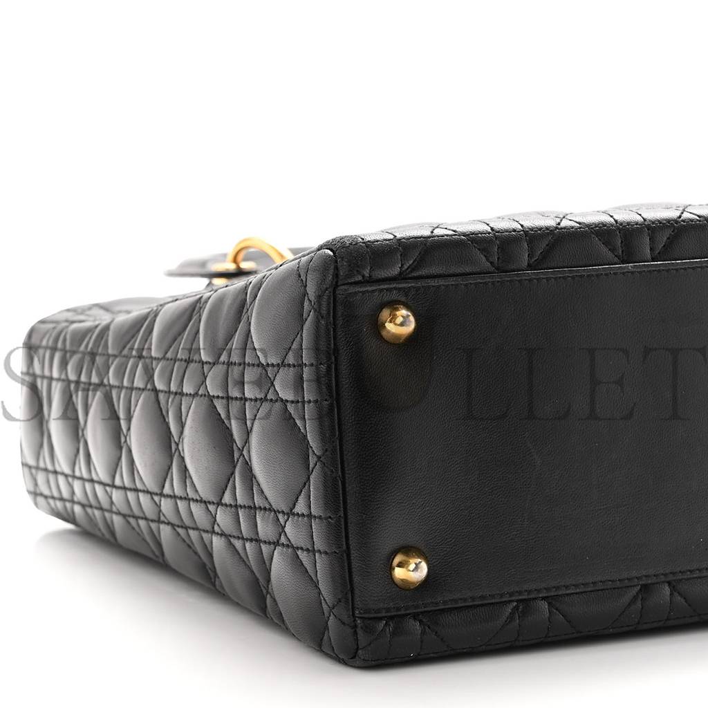 DIOR LAMBSKIN CANNAGE LARGE LADY DIOR BLACK (32*25*12.1cm)