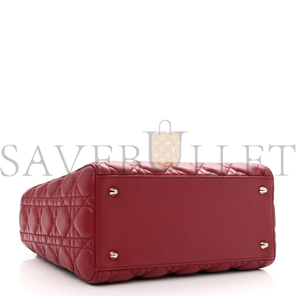 DIOR LAMBSKIN CANNAGE MEDIUM LADY DIOR RED (23*20*12.1cm)