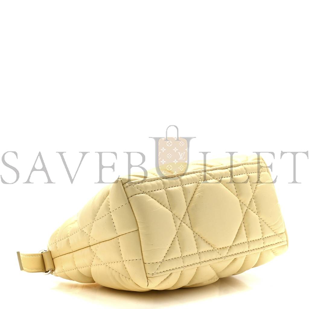 DIOR CALFSKIN MACROCANNAGE MEDIUM DIORTRAVEL NOMAD POUCH PALE YELLOW (23*13*10.2cm)