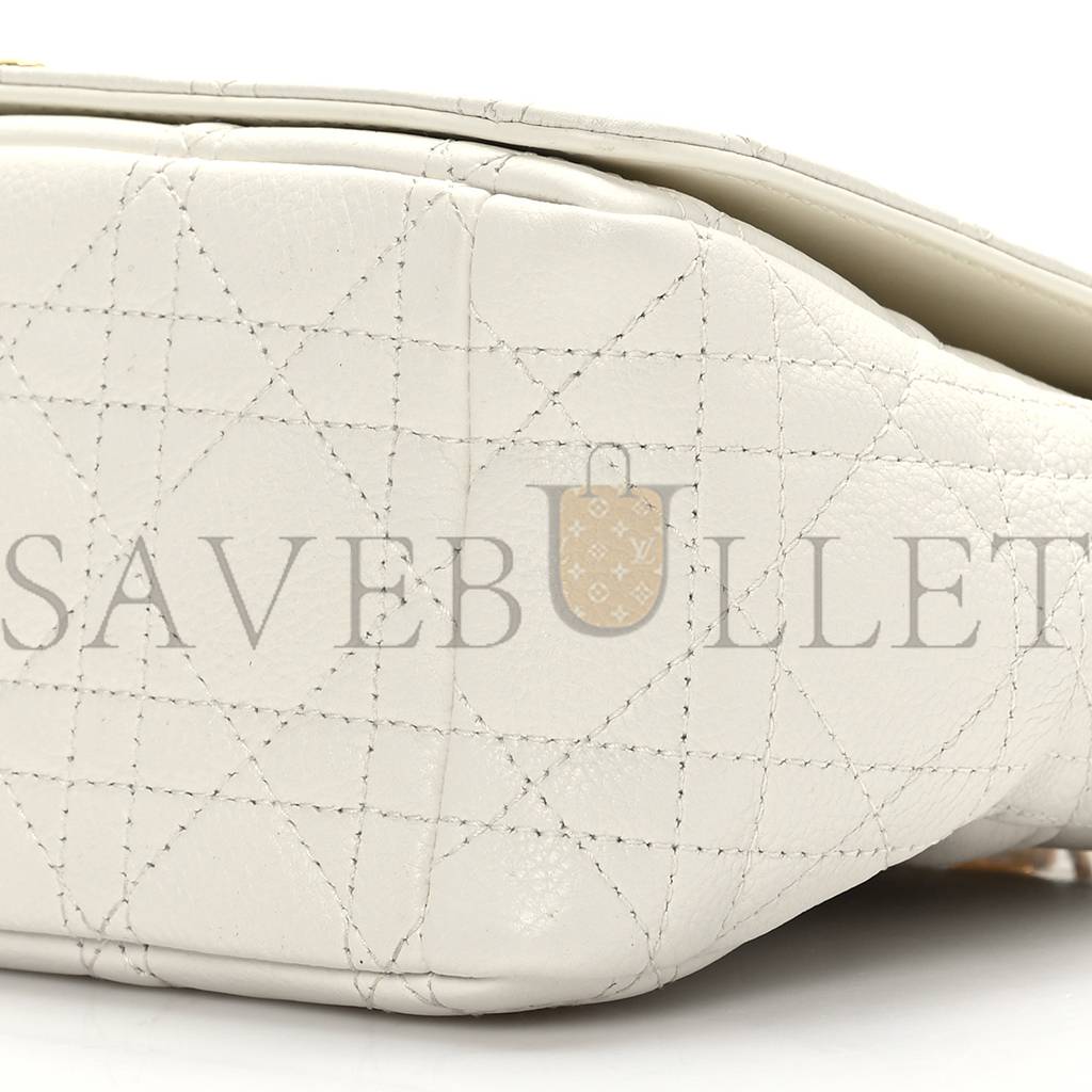 DIOR SUPPLE CALFSKIN CANNAGE MEDIUM CARO BAG IVORY (25*15*8.9cm)