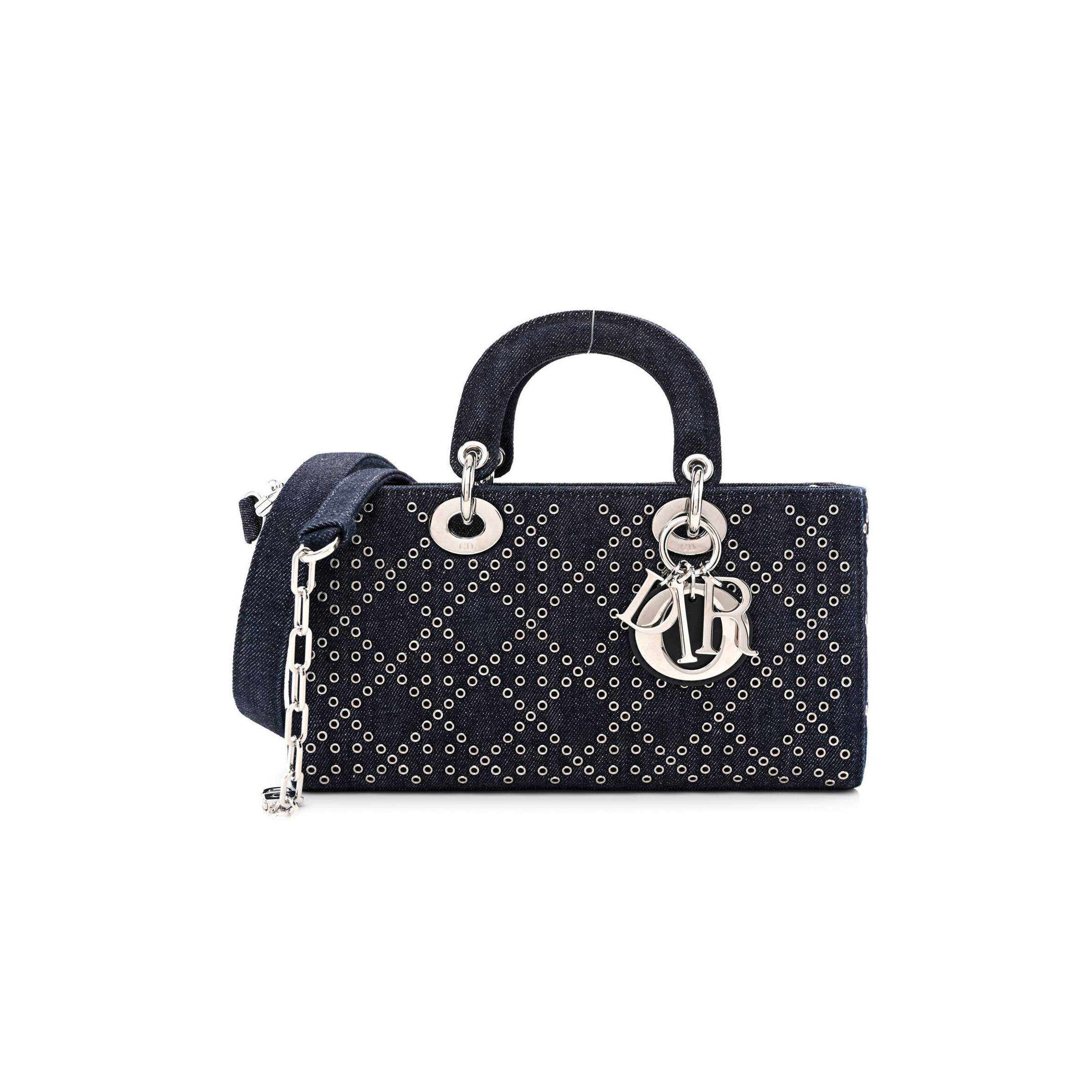 DIOR DENIM EYELET LADY D-JOY BLUE (26*14*6.4cm)