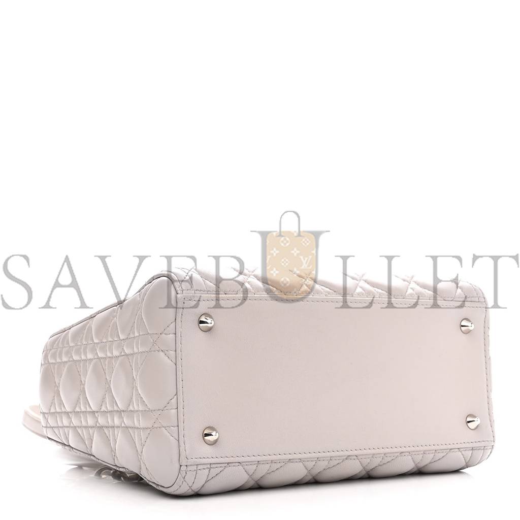 DIOR LAMBSKIN CANNAGE MEDIUM LADY DIOR GREY (23*20*11.4cm)