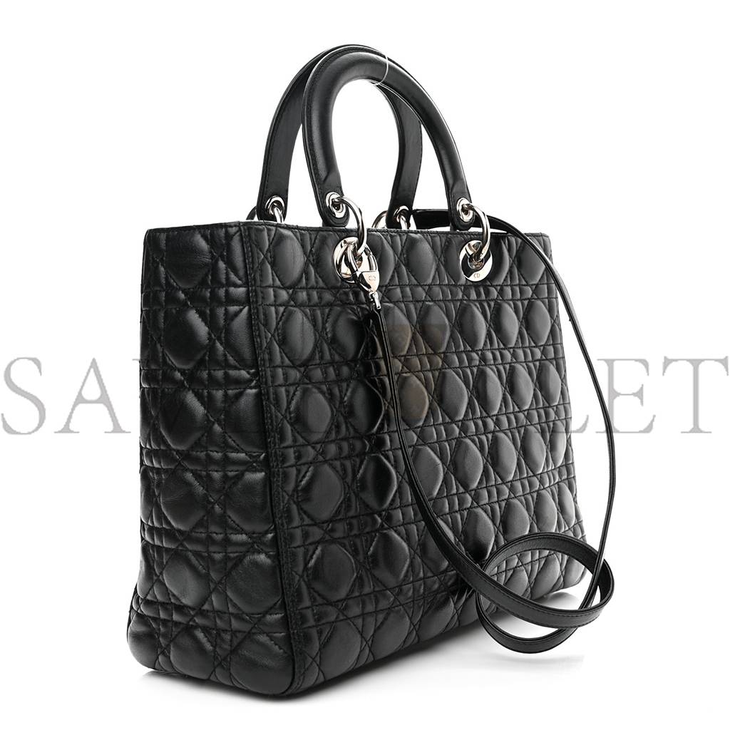 Lambskin Cannage Large Lady Dior Black