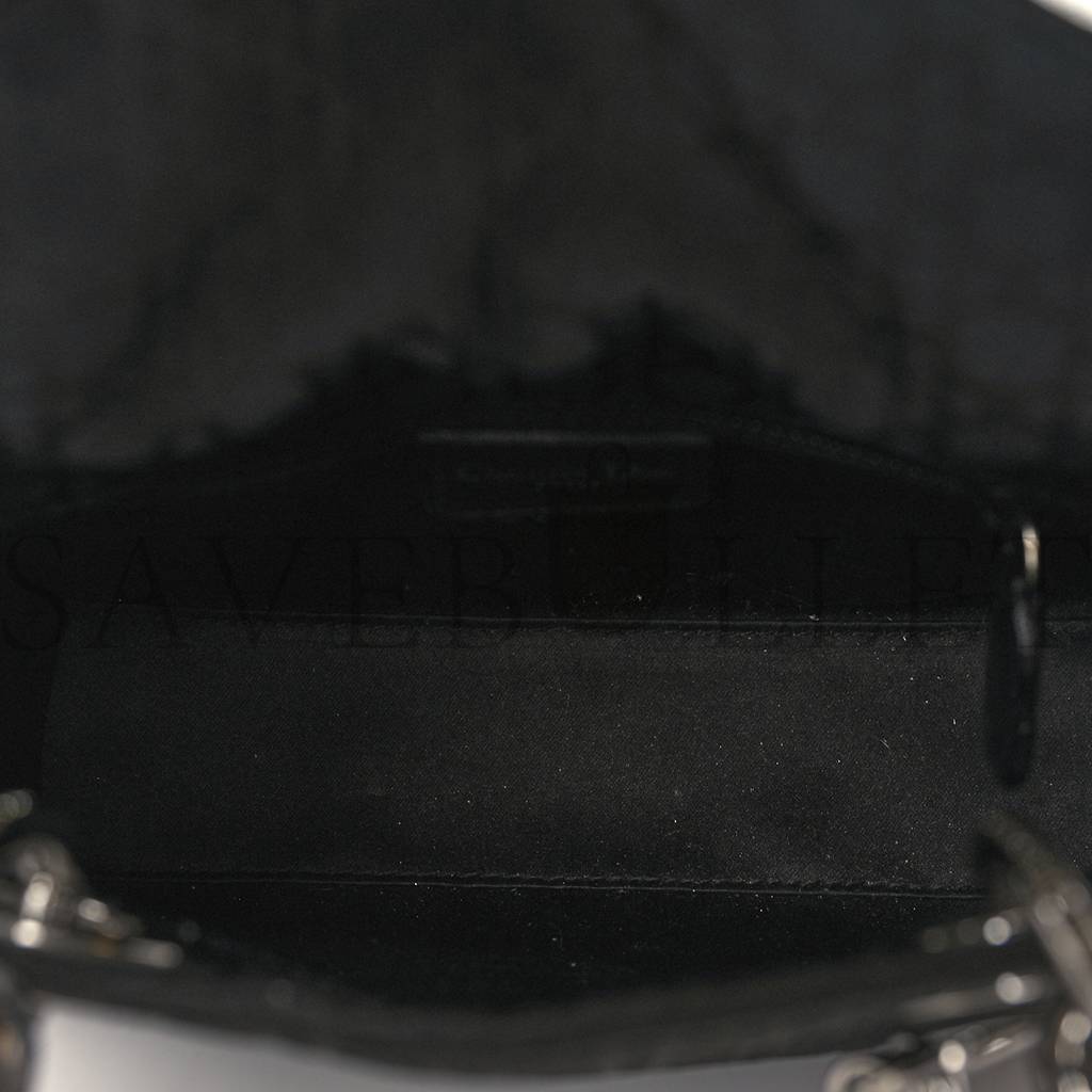 DIOR CANVAS SWAROVSKI CRYSTAL CANNAGE MINI LADY DIOR BLACK (17*14*7cm)