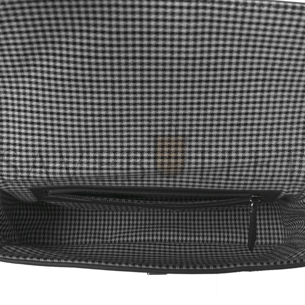 FENDI WOOL VITELLO KING HOUNDSTOOTH FF EMBROIDERED BAGUETTE GRIGIO ANTHRACITE (27*17*6cm)